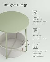 VASAGLE Round Side Table with Fabric Basket Laurel Green Cream LET223C69 view 6