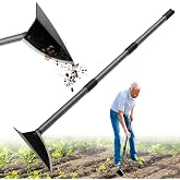 Garden Hoe, Heavy Duty Trenching Hoes with 60 Inch Long Handle, Sharp Edge Triangle Weeding Hoe Garden Tools for Weeds Removal,Cultivating,Digging,Loosen Soil, Trenching, Landscaping Manual Weeder