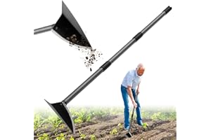 LILYVANE Garden Hoe, Heavy Duty Trenching Hoes with 60 Inch Long Handle, Sharp Edge Triangle Weeding Hoe Garden Tools for Weeds Removal,Cultivating,Digging,Loosen Soil, Trenching, Landscaping Manual Weeder
