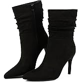 Putu Women's Stiletto High Heel Boots Slouchy Ankle Boots Sexy Dress Boots