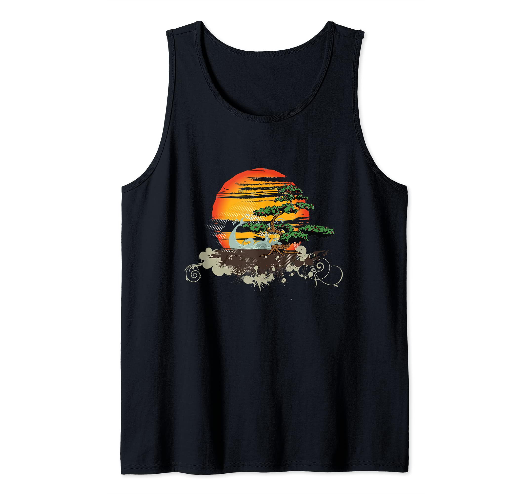 Bonsai Style Tree Sunset or Sunrise Tank Top