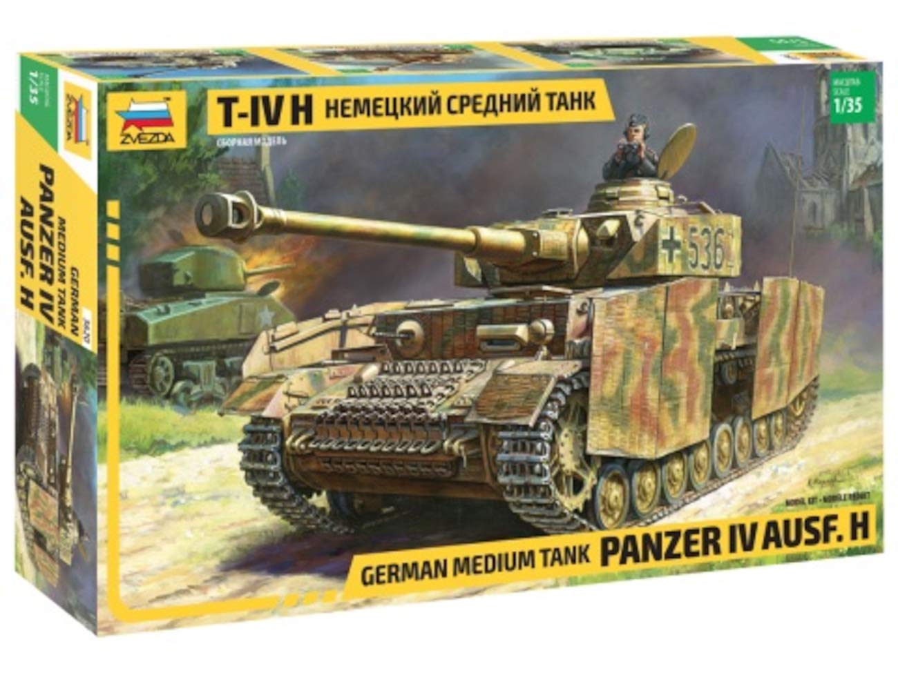 Zvezda 500783620 – 1:35 Panzer IV Ausf.H (SD.Kfz 161/2), Model Building, Construction Kit, Standing Model Building, Hobby, Crafts, Plastic Kit, Unpainted