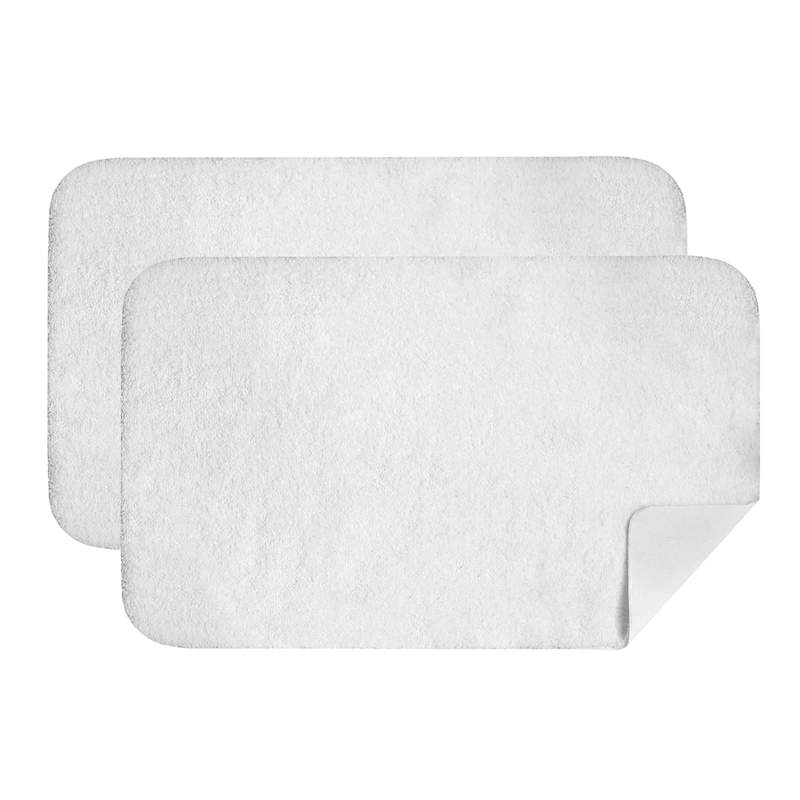 MIULEE 2 Piece Rectangular Bathroom Mat for Shower Non-Slip Soft Comfortable Tabis Absorbent Soft Microfibre Toilet Bath Mat 40 x 60 cm White