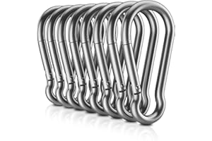 SUPOLOGY 8 PCS Heavy Duty Carabiner Clips, 【NO Rust】 1360lbs 304 Stainless Steel Carabiners, 2.36 inch D-Ring Snap Hook Keychain Spring Clips for Gym, Pet leashes, Camping, Car, Farm
