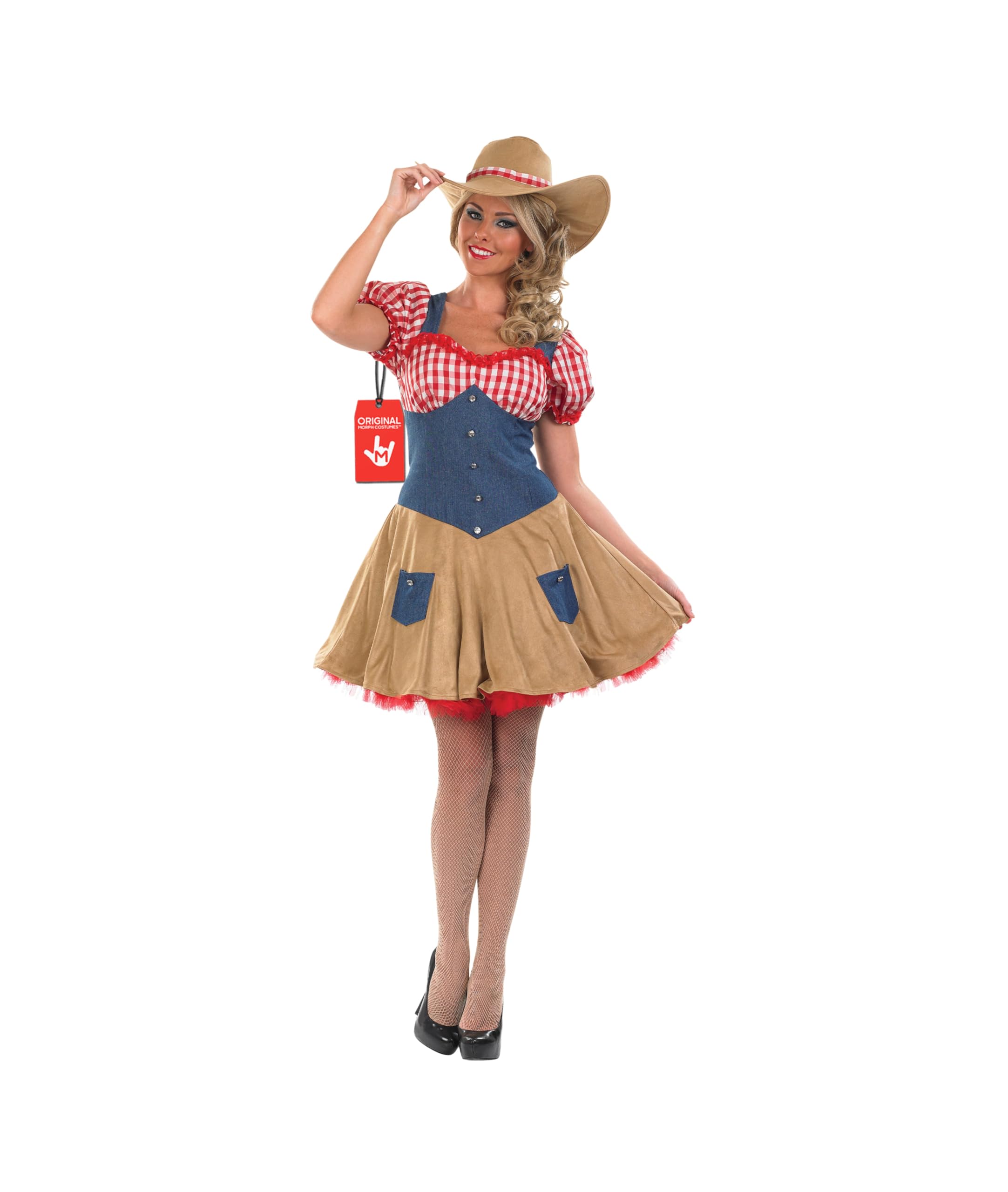 Fun Shack Ladies Cowgirl Costume - Adult Cowgirl Outfit, Western Dress, Cowboy Attire for Women, Fancy Dress, Medium