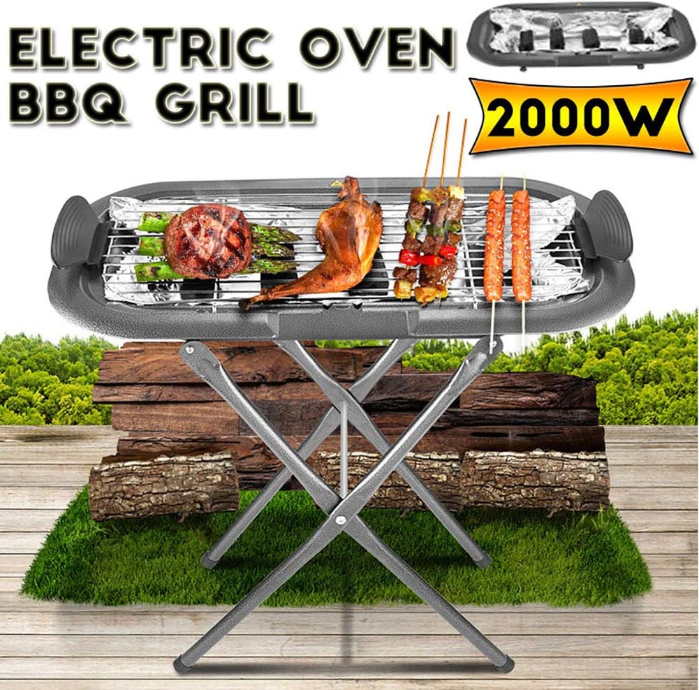 review Household Smoke-Free Barbecue Grills, Indoor And Outdoor Electric Barbecue Grills, Detachable, Suitable for Garden Camping Sites, Meet The Needs of 6-10 People,Sliver