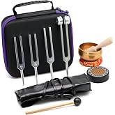 Healing Tuning Forks Set 432 512 528 128 Hz Healing Instrument, Sound Therapy Devices with Singing Bowl for Chakra Solfeggio Essential Yoga Meditation Accessories, Healing Gifts for Women Men