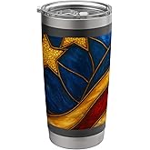 Patriotic American Flag Stained Glass - Red White Blue 4th Stainless Steel Insulated Tumbler