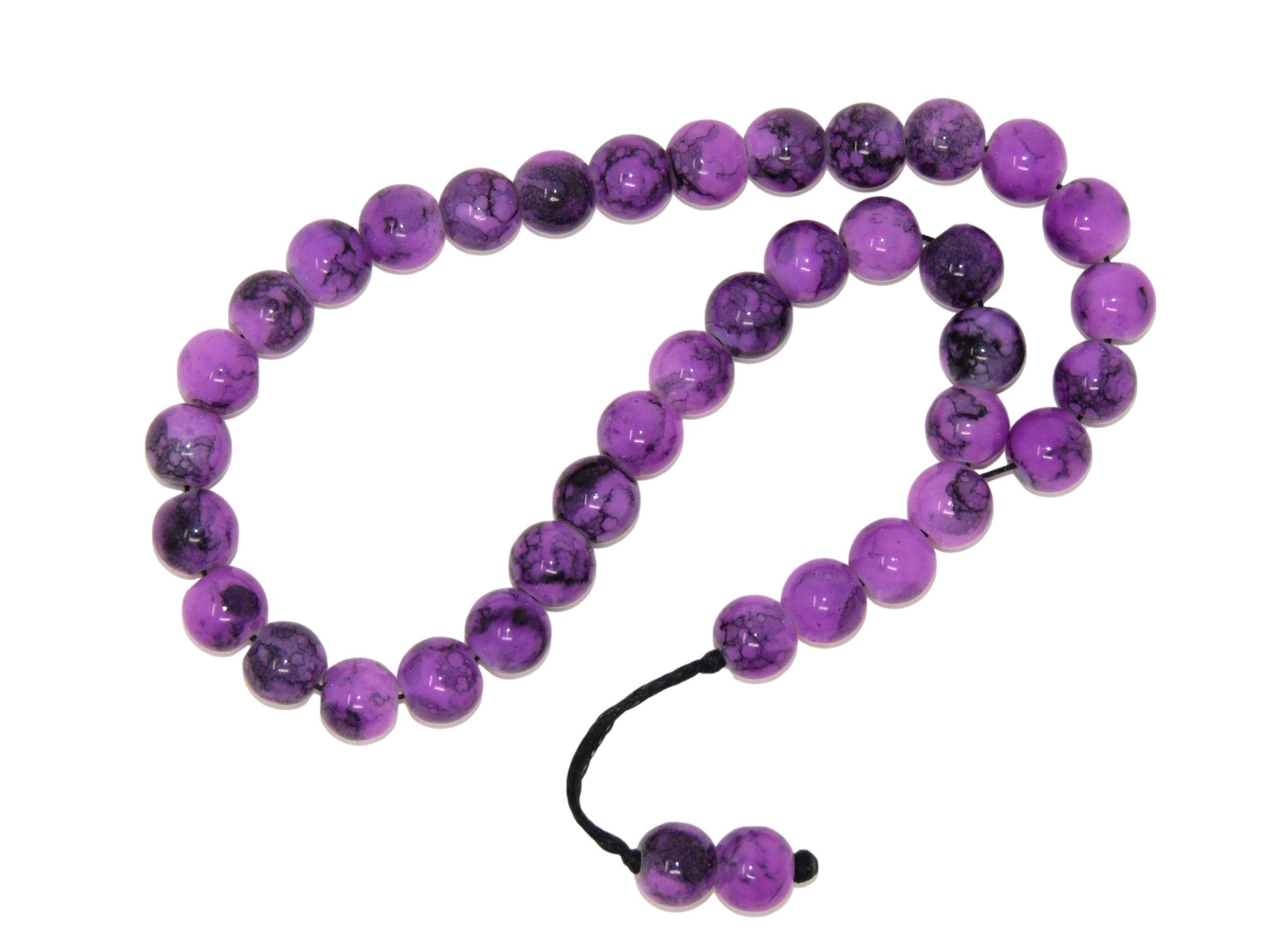 206-8mm Purple Glass Bead Prayer Beads Worry Beads Tasbih Handmade by Jeannieparnell