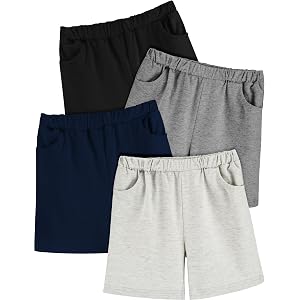 Fulako Toddler Boys' Shorts 4 Pack, Quick-Dry Pull-On Shorts with Pockets Elastic Waistband