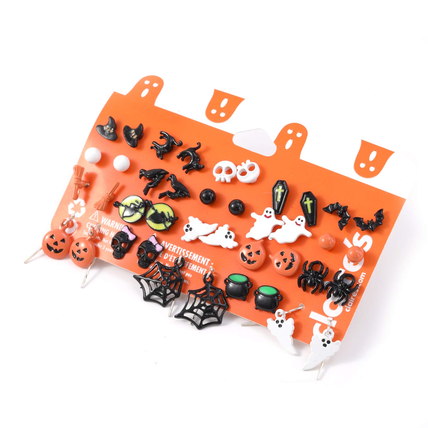 20 Piars Halloween Party Pumpkin Bat Spider Raven Skull Stud Earrings Set for Women Simple Cute Halloween Jewelry (Hallowmas Earrings)