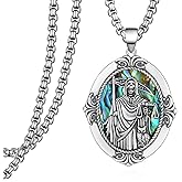 Zoxuxiwu Santa Muerte Necklace S925 Sterling Silver La Santa Muerte Pendant Necklace Amulet Jewelry Gifts for Men Women
