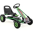 HONEY JOY Kids Go Kart Quad with Adjustable Seat, Safety Brakes, EVA Tires - Green Outdoor Pedal Racer Ride On Car