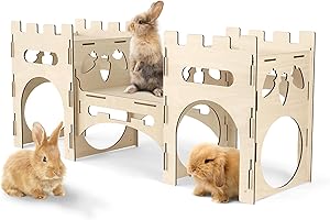 HiiMAlex Extra Large Bunny Castle Playhouse Climbing Tower with Tunnel Sturdy Hideout for Indoor Rabbits Ventilated Enrichment Toys Habitat HLT3