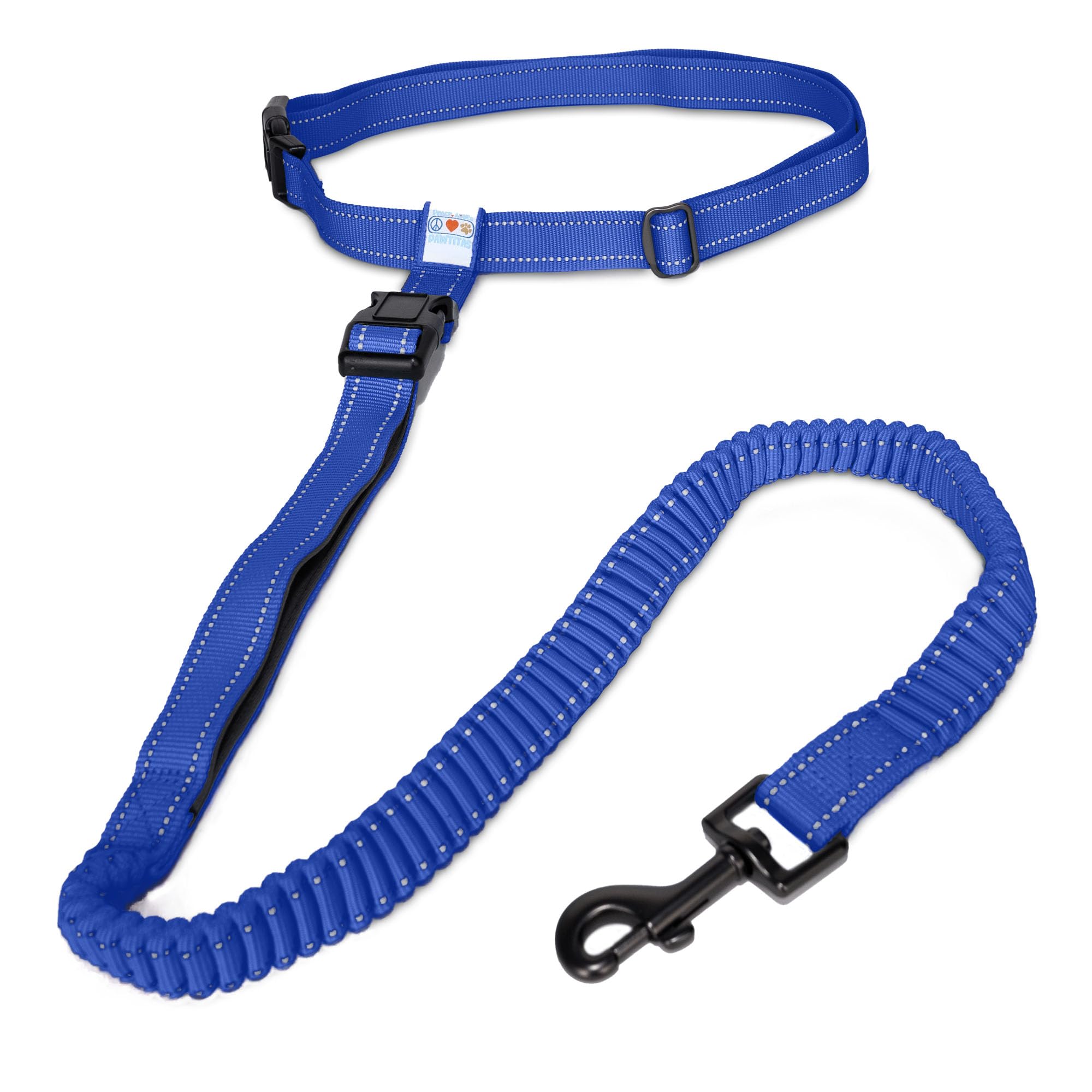 PAWTITAS Hands Free Running Dog Lead | 1.8 M Reflective Dog Lead Comfortable Padded Handle | Puppy Dog Training Double Handle Reflective Lead | Reflective Short Dog Lead for Training - Blue Lead
