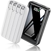 VTIAEK 2 Pack 10000mAh Power Bank with 4 Built-in Cables for iPhone Android | 5 Outputs &amp; 2 Inputs Portable Charger Slim Travel Essential Battery Pack, Fits iPhone 17/16/15/14, Galaxy S23/22, Pixel