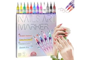CEMENRETE 12 Colors Nail Art Pens Set – 3D Nail Art Marker & Polish Pens with Fine Liner Brush for Drawing, Painting & DIY Manicure Designs, Nail Art Beauty Tools Kit (1 Set)