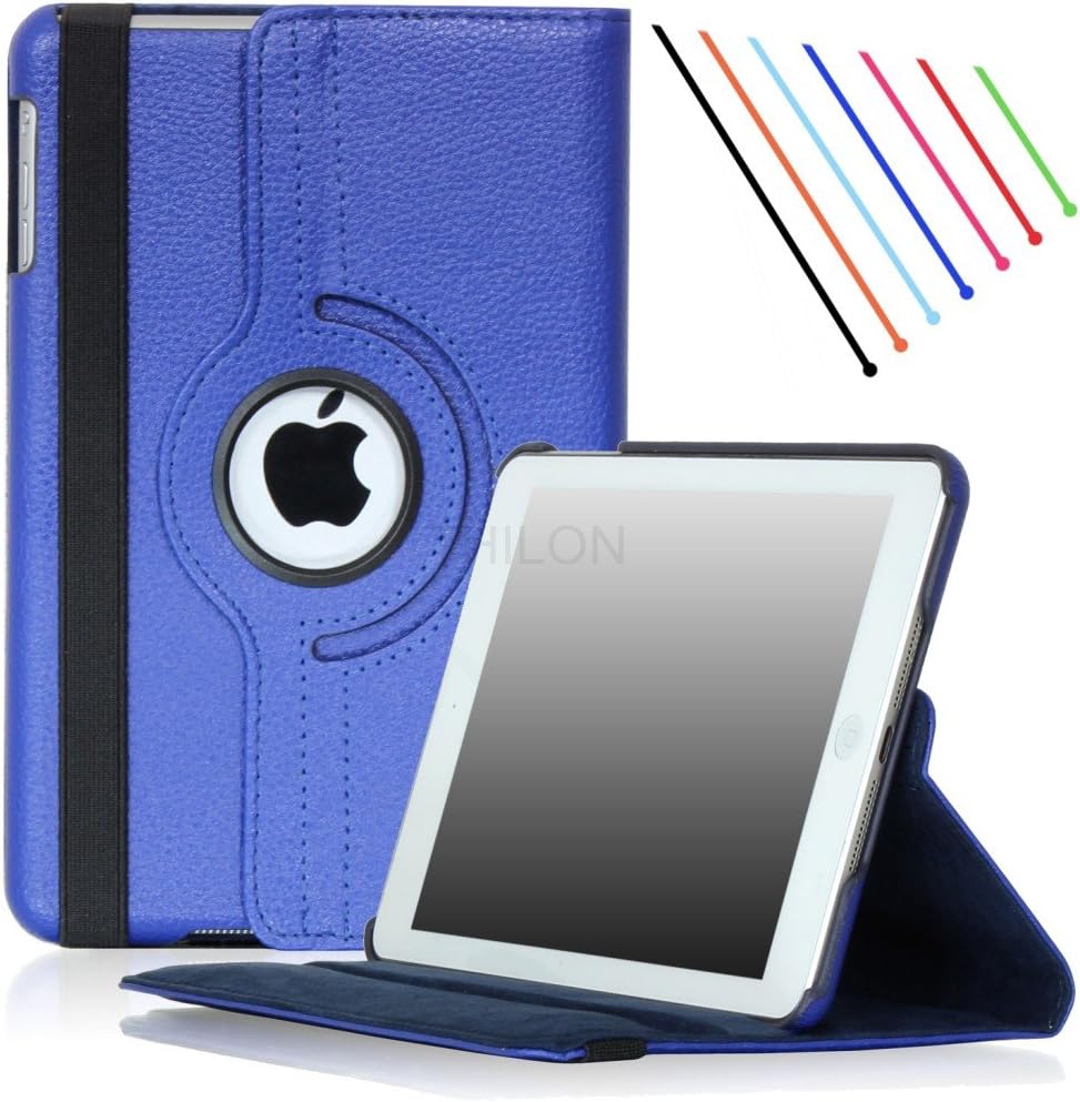 Thilon - Apple iPad Air 2 Retina Display Case - 360 Degree Rotating Stand Folio PU Leather Case Cover with Stand and Auto Sleep / Wake Feature for iPad Air 2 (Released in 2014) with Retina Dispaly (Baby Blue)