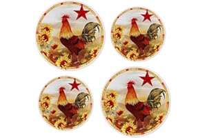 Reston Lloyd, Burner Covers For Electric Stovetop, Decorative Lightweight Tin Covers, Set of 4 (2-8 inch & 2-10 inch), Conceals Messy Drip Pans, Rooster