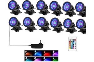 SHOYO Color Changing Spotlights for Pond, Underwater LED Lights for Fountain, IP68 Waterproof RGB Colored Memory Dimmable Submersible Spot Lights for Outdoor Garden Pond Fountain Waterfall(Set of 12)
