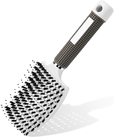 URAQT Hair Brush Boar Bristle Paddle Detangler for All Hair Types Red