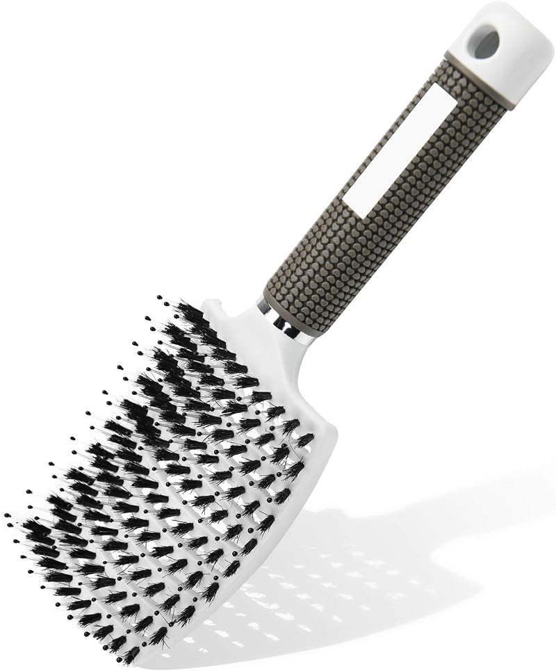 URAQT Hair Brush Boar Bristle Paddle Detangler for All Hair Types Red