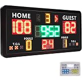 GAN XIN Large Electronic Scoreboard with Shot Clock Control,Panel Contorl | Wall-Mounted/TableTop Digital Scoreboard &amp; Timer,Fixed 110dB Buzzer,35x18in,Aluminum Alloy Frame