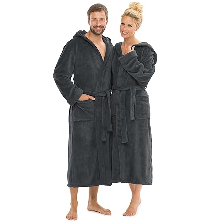 CelinaTex Bademantel mit Kapuze für Damen und Herren, Saunamantel weich und flauschig, Coral-Fleece Morgenmantel Florida XL a