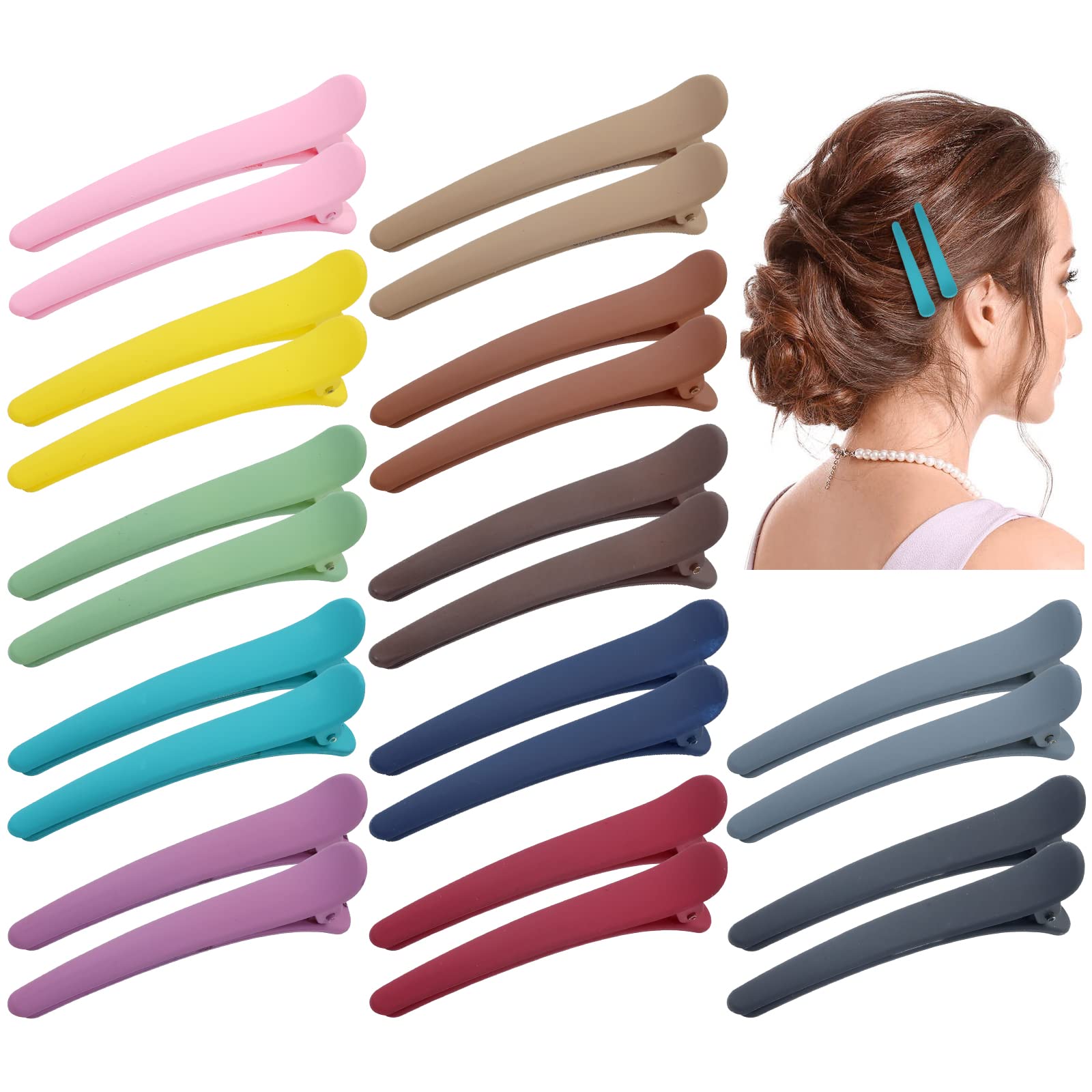 Dizila 24 Pack/12 Pairs 3" Plastic Matte Hair Clips for Styling Sectioning Salon Duckbill Alligator Hair Clips Non-Slip Hair Pins Barrettes Accessories for Women Girls Thin Thick