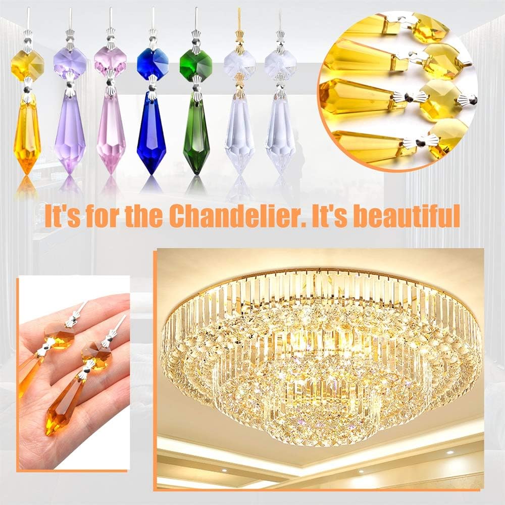 BronaGrand 20pcs 38mm Replacement Clear Chandelier Icicle Crystal Prisms Octogan Crystal Bead for Lamp Decoration: Home Improvement
