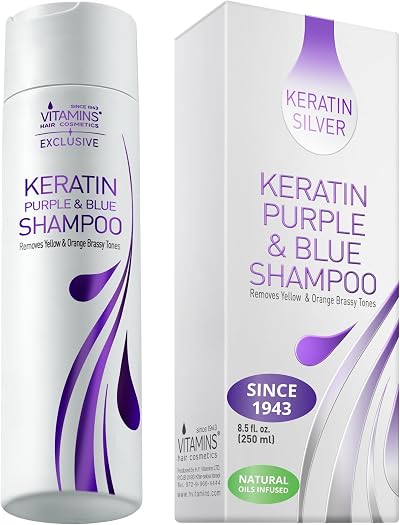 VITAMINS hair cosmetics Purple Shampoo Blonde Hair Toner 250ml Keratin Argan Oil