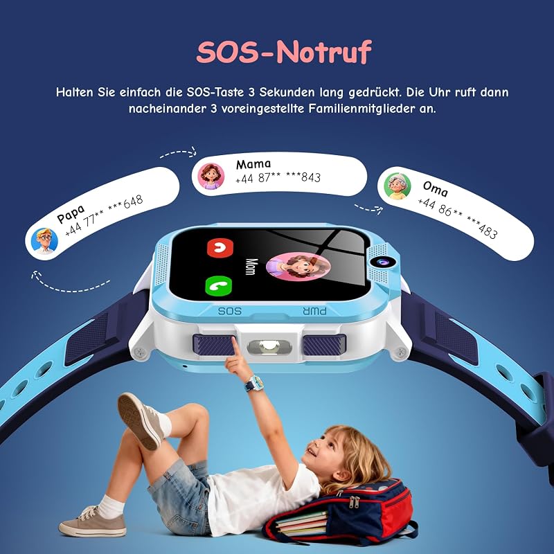 Smartwatch Kinder GPS und Telefon, 850mAh 7-Tage Akku, Schulmodus — Foto 4 von 8