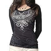 Women Teen Girls Fairy Grunge Clothes Y2k Long Sleeve Baggy Shirt Graphic Baby Tee Fall Vintage Streetwear T-Shirt