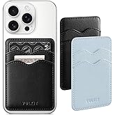 VULKIT Stick on Card Holder Compatible for iphone Leather Cell Phone Wallet Credit Card Case Strong Sticker for Women