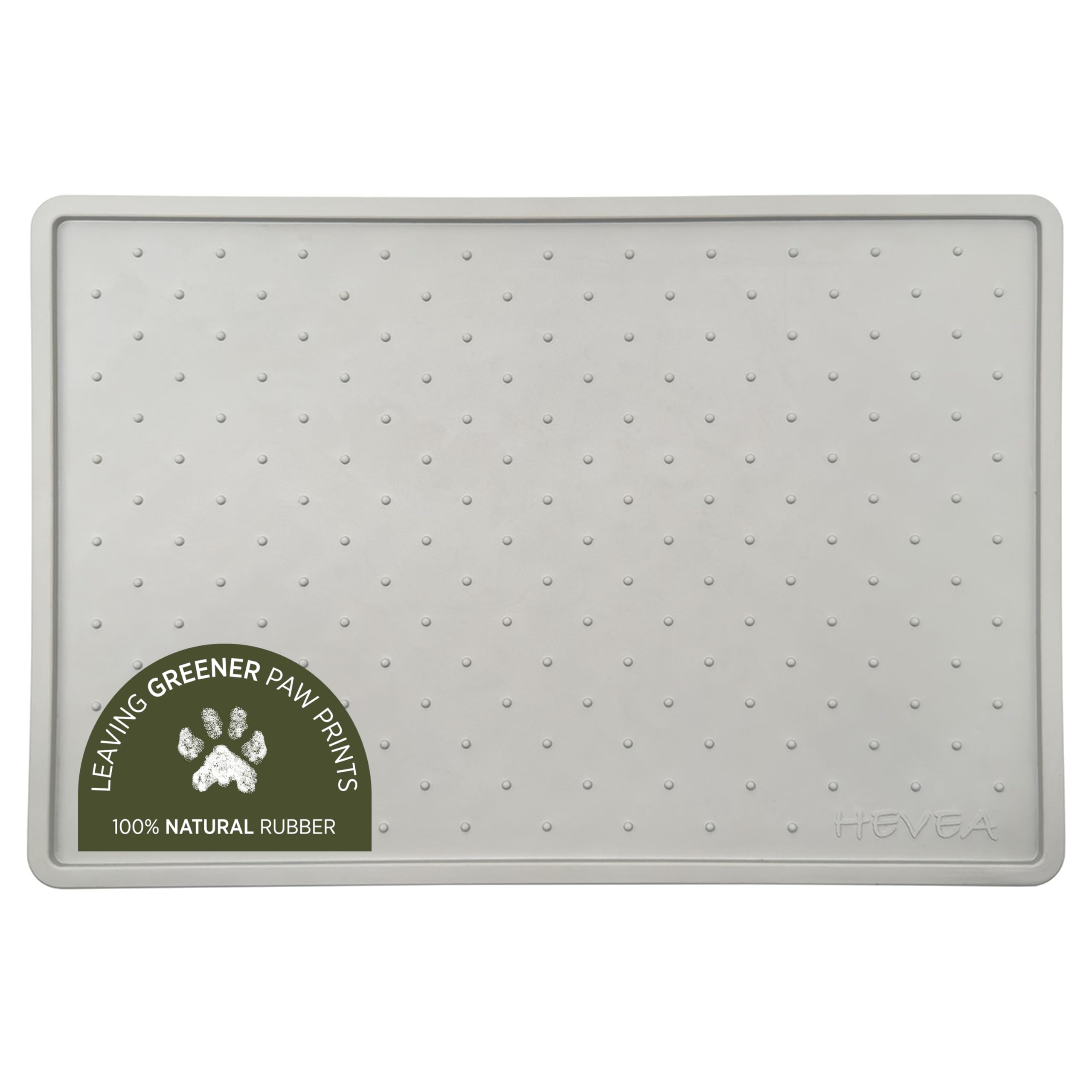 Hevea Dog Feeding Mat in Natural Rubber - Non slip and Waterproof - Vegan, Plastic and Silicone Free Dog Bowl Mat (Cloudy Grey)