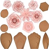 28 Pcs Paper Flowers Template Kit DIY Paper Flower Decorations for Wall Rose Peony Daisy Daffodil Template Kit for Wedding Birthday Baby Shower Photography Backdrop