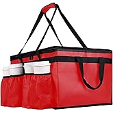 Insulated Food Delivery Bag with Cup Holders/Drink Carriers Premium XXL, Great for Beverages, Grocery, Pizza, Commercial Quality Hot and Cold Catering Bag for doordash 22x14x13 hot Boxes