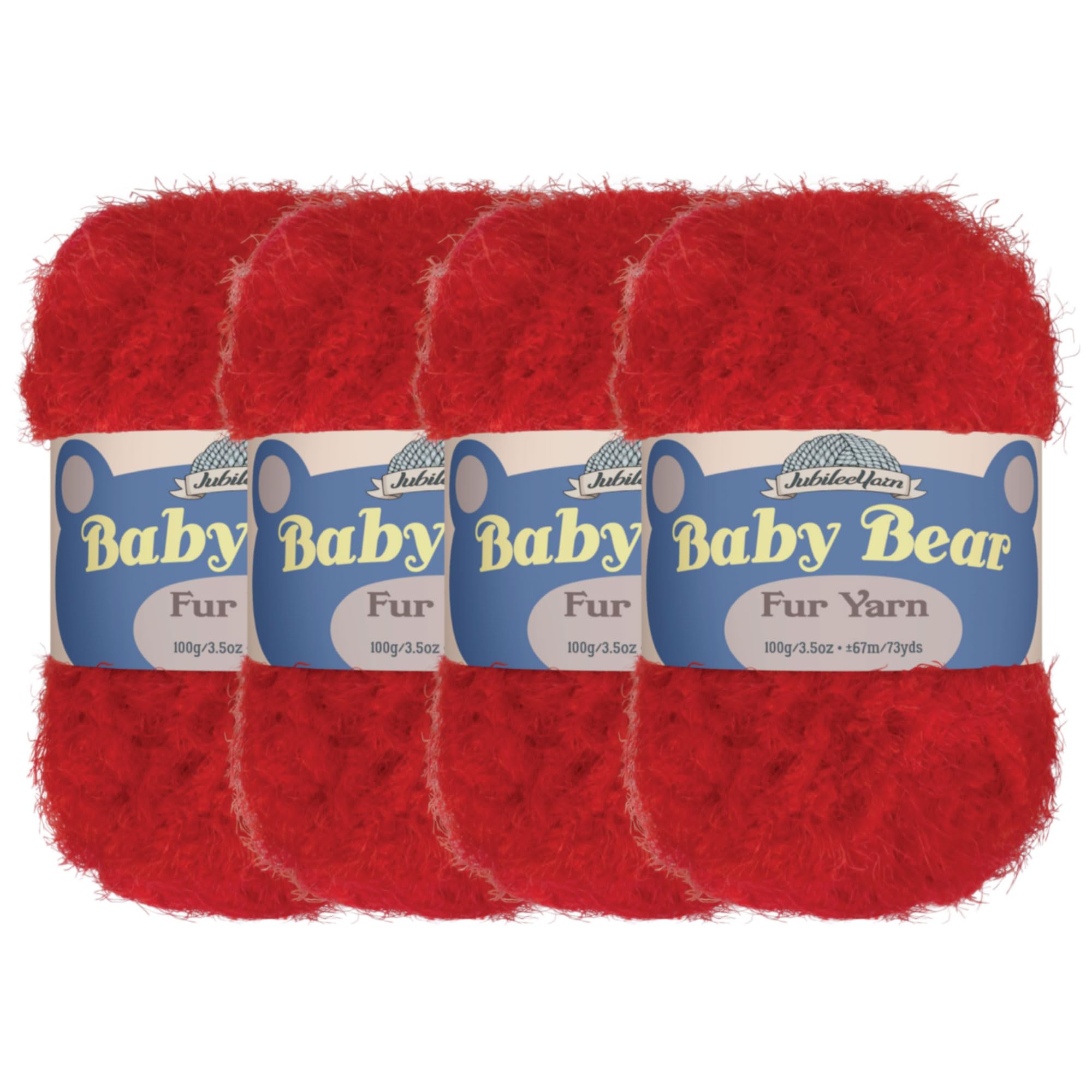 JubileeYarn Baby Bear Yarn - Chunky Weight Polyester Fur - 100g/Skein - Red - 4 Skeins — image 1