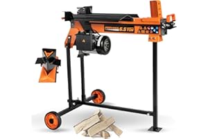 PROYAMA Electric Log Splitter, 15Amp 6.5 Ton Wood Splitter with Stand and Horizontal Cross Steel Wedge, 2700W Powerful Firewood Splitting Machine with Hydraulic Ram Rubber Wheels for Forestry Farm