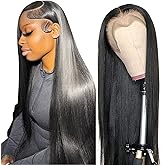tobasew 13x6 Straight Lace Front Wigs Human Hair 200 Density HD Transparent Lace Frontal Human Hair Wigs for Women Glueless Wig Pre Plucked 28 Inch