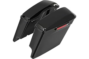 ECOTRIC 5" Stretched Extended Saddle Bags Compatible with 2014-2024 Harley Davidson Touring Street Glide Road Glide Road King Electra Glide Ultra Classi Hard Saddlebags Black