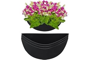 Fantang 3PCS 14 Inch Half Round Planter Liners Fabric Plant Liners Half Circle Flower Basket Liners Replacement Felt Liner Coconut Liners Alternative for Wall Hanging Basket Planter, Black, 9416T