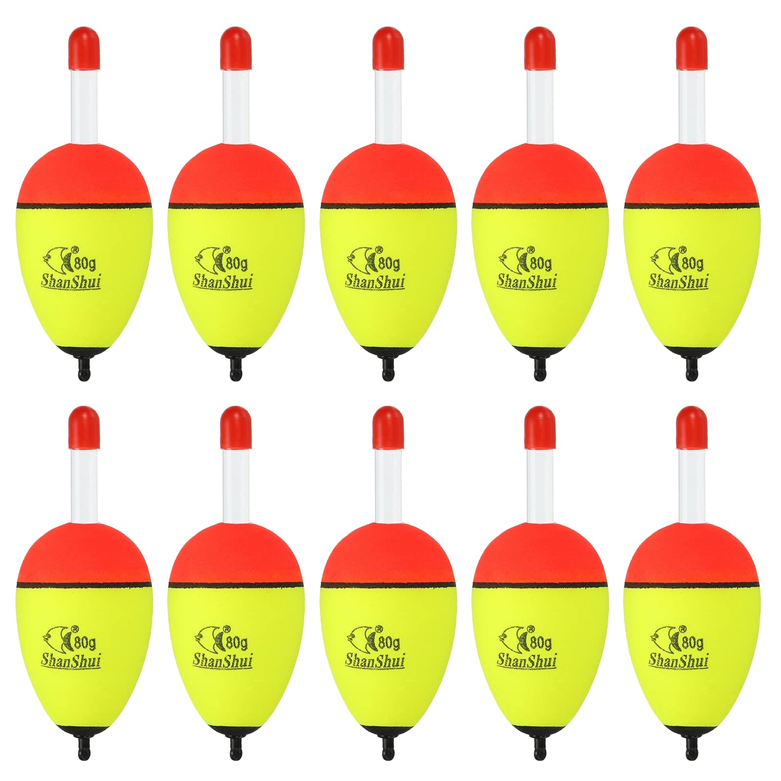 PATIKIL 2.8oz Fishing Bobbers, 10 Pack EVA Fishing Float for Saltwater Freshwater Fishing, Yellow