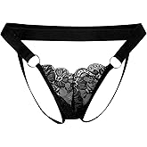 ABAFIP Men's Lace Thong Underwear Low Waist Sissy Pouch G-String Panties Crossdressing Lingerie