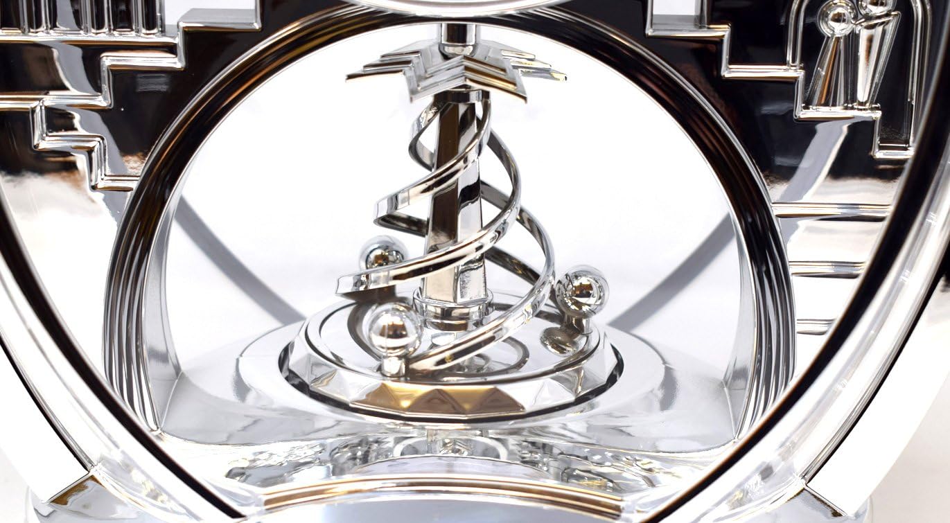 Rhythm Contemporary Mantel Clock Oval Silver with Arabic Dial and Rotating Pendulum, 4SG768WR19, Siliver, 26 x 19 x 13 cm - Image 4