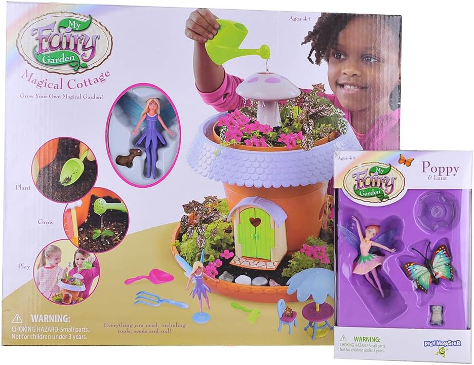 Fusion Apparel My Fairy Garden - Magical Cottage & Friends Playset (Poppy & Luna) Bundle (2 Pack)