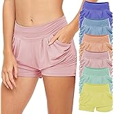 Sexy Basics Womens 6 Pack Ultra Soft High Waisted Harem Shorts with Pockets