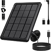 PUUQII 4W Solar Panel for Ring Cameras with 10FT Cable, Black, 1 | Compatible with Stick Up Cam/Plus Battery, Spotlight Cam Plus/Pro Battery, USB-C/DC/Micro Adapters, IP65 Weatherproof