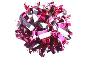 GUIFIER 2 Pack 6 Inches Metallic Cheerleading Pom Poms, Cheer Pom Pom with Baton Handle, Pompoms Cheerleader for Kids Girls Cheering Squad