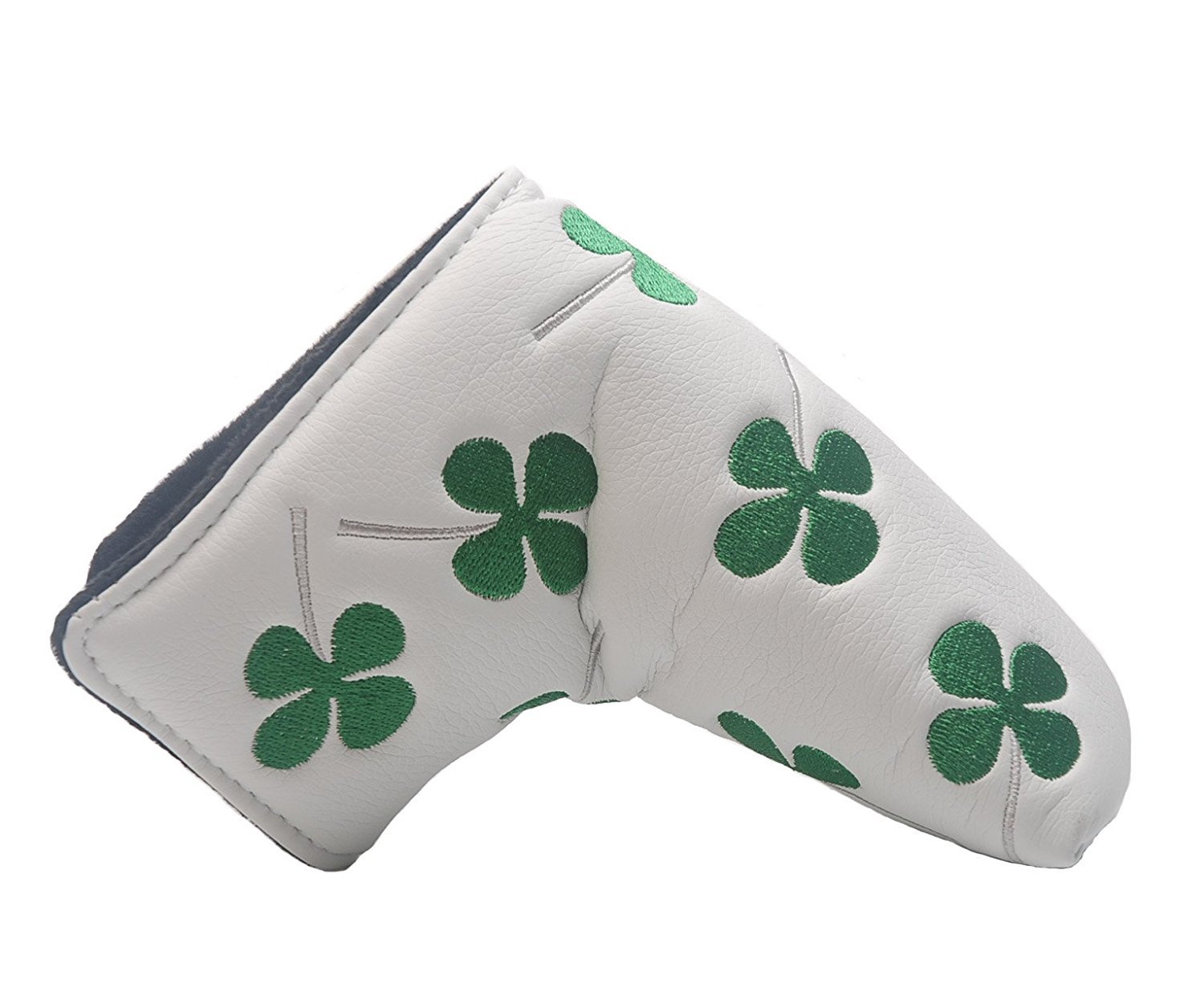 Beehive Filter OxoxO Shamrock Embroidered clover Golf Blade Putter headcover Compatible with All Brands Titleist Scotty Cameron Ping TaylorMade Blade Putter (White)